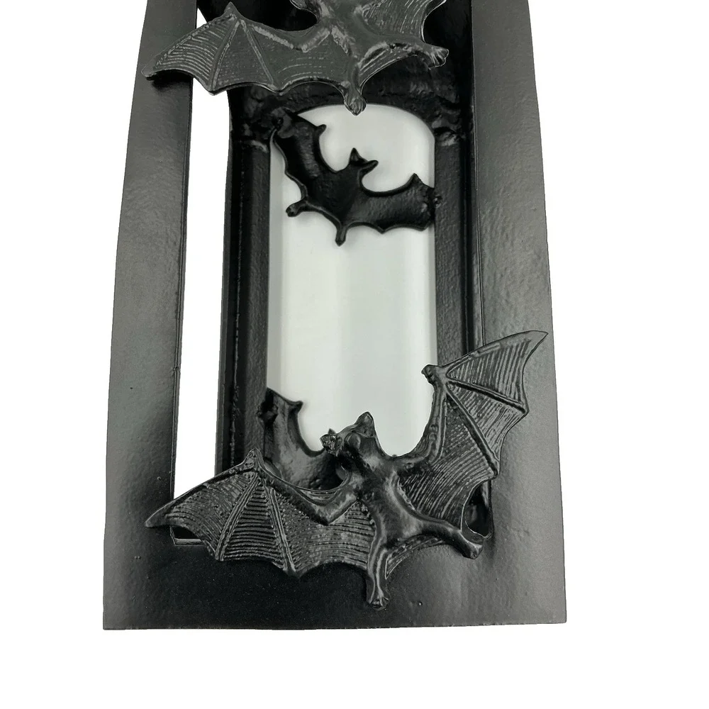 Black Cast Iron Bat Lantern Hanging Candle Holder 16 Inch Gothic Halloween Decor